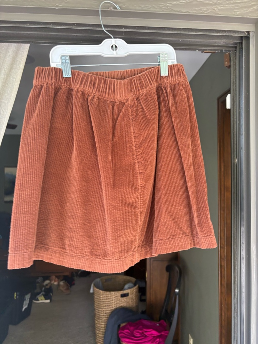 American Eagle Outfitters Corduroy A-Line Skirt in Rust Orange